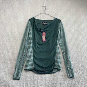 Y2K Oxygen Lace / Mesh Sleeve Boho Grunge Flowy Glam romantic Sz M Surfer NWT